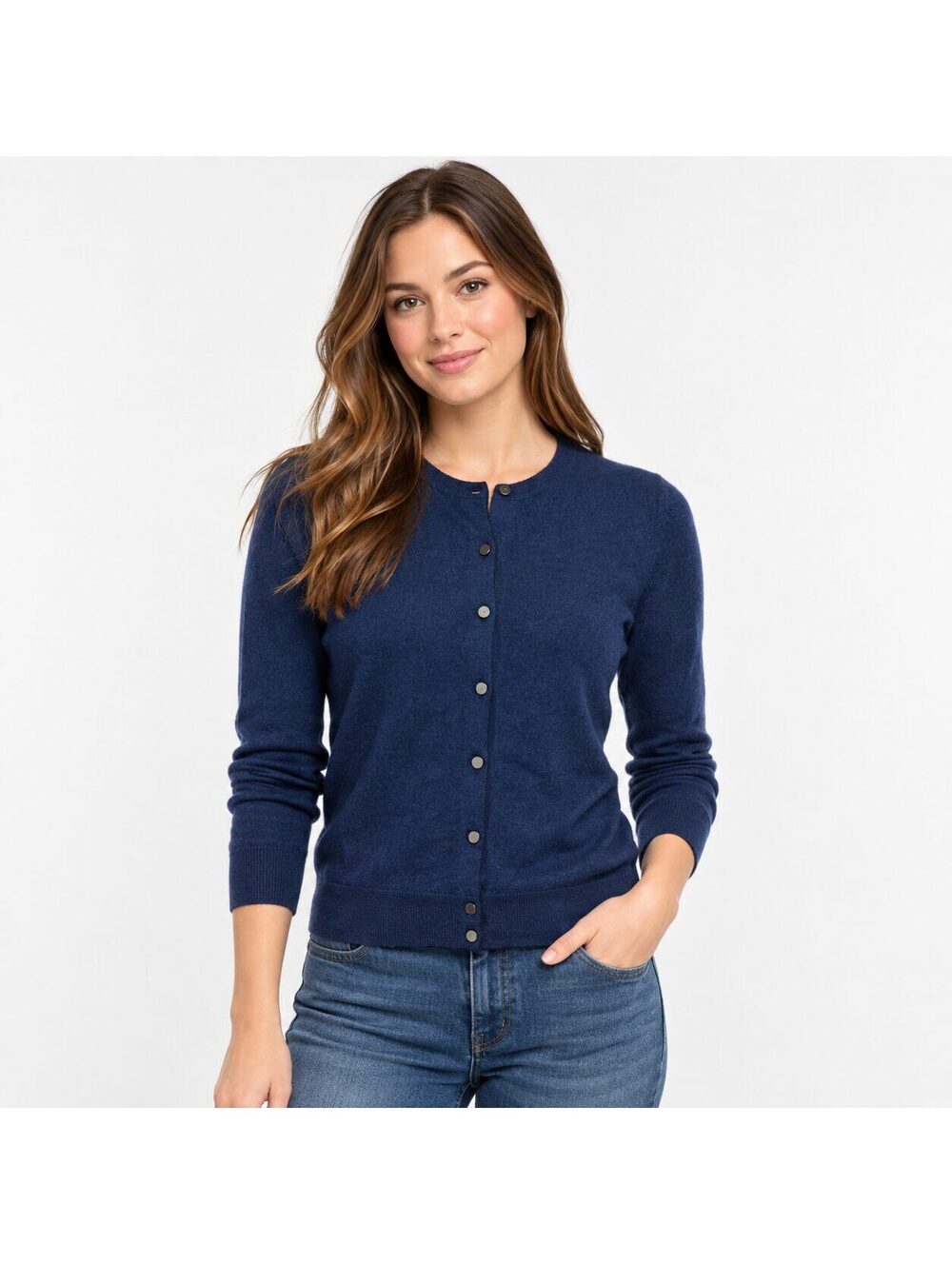 J.Crew 100% Cashmere Navy Button Front Cardigan Sweater Women's XS